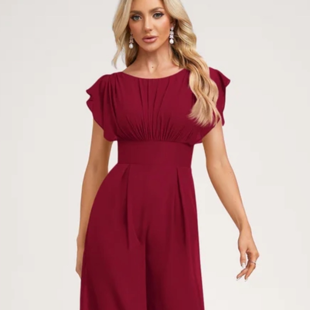 JJs House Jumpsuit: size 12, chiffon, burgundy